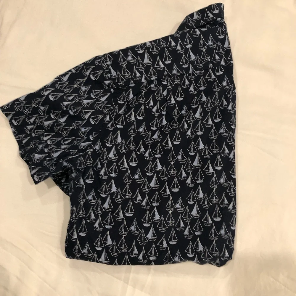 J. Crew Sailboat Pattern Short Sleeve Button Down